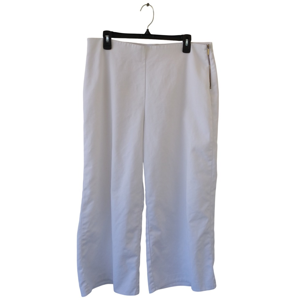 Lauren Ralph Lauren White Wide Leg Cropped Side Zip Pants Womens 14P High Rise